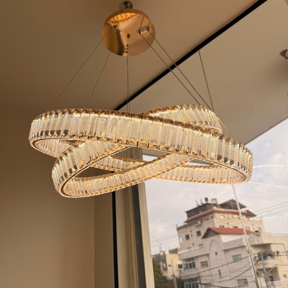 ثريا كريستال ذهبي حجم 80cm /60