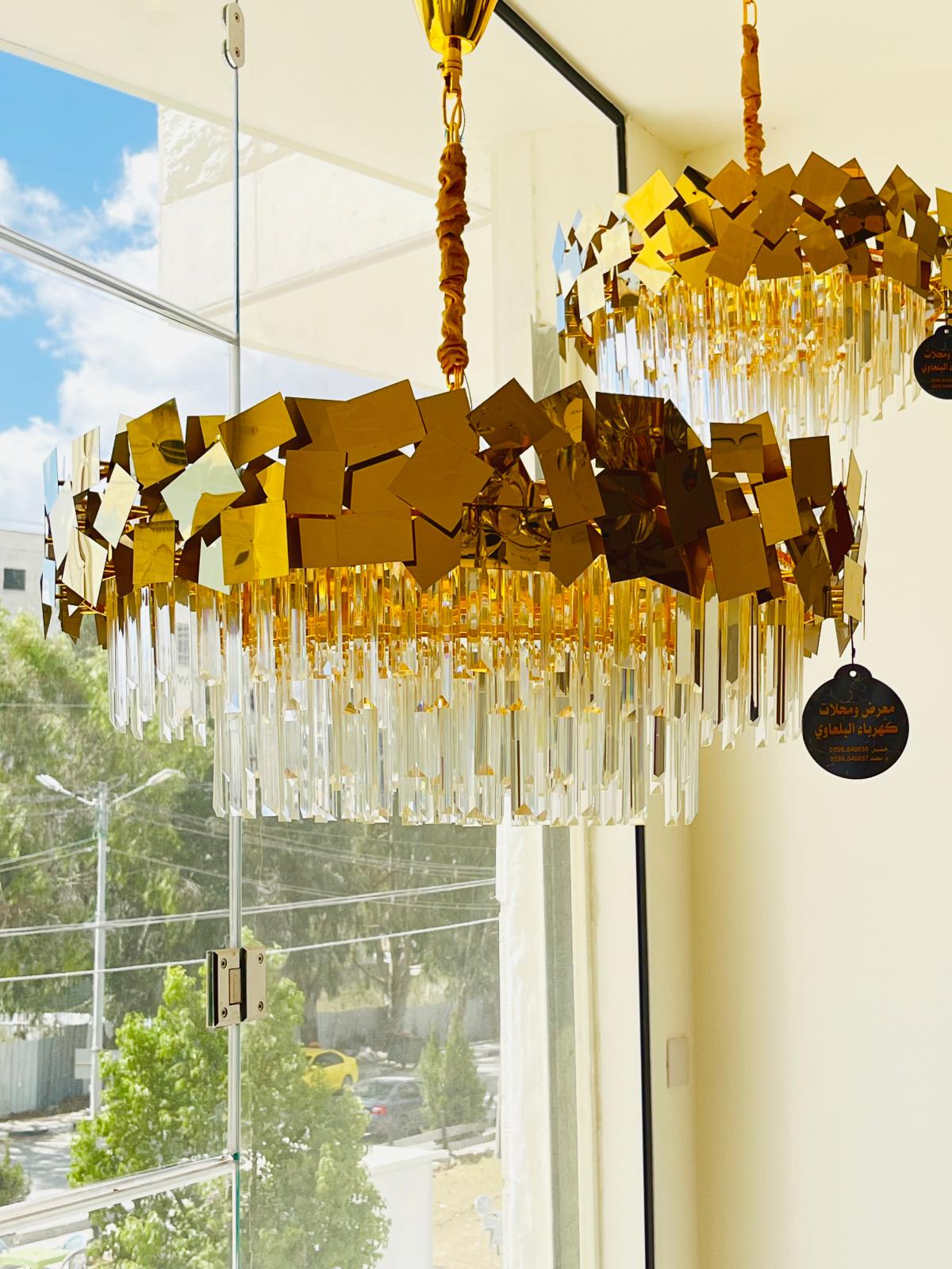 ثريا كريستال ذهبية قطر 80سم